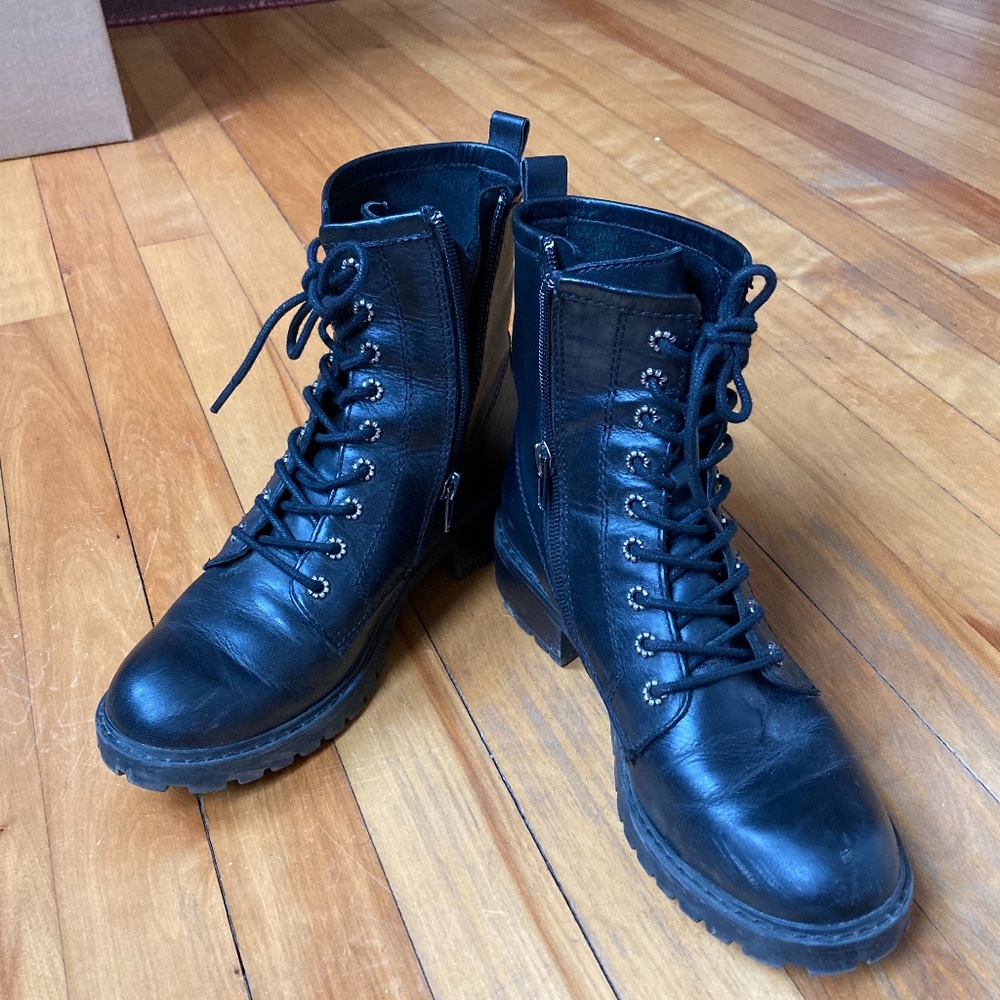 FRYE Foster Combat Boots Zipper and Laces black size 6.5M